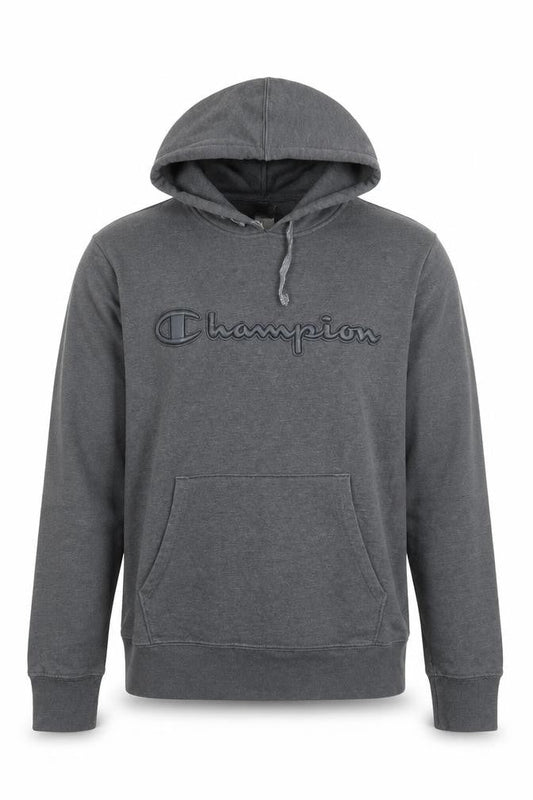 Champion Men's Grey Pullover Hoodie S Regular Fit Logo Sweatshirt