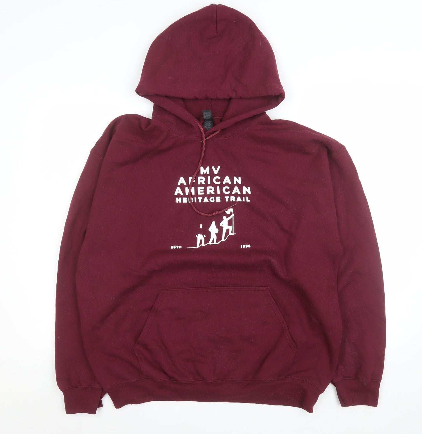 Gildan Men's Red Pullover Hoodie Size L Heavyweight Graphic Sweatshirt