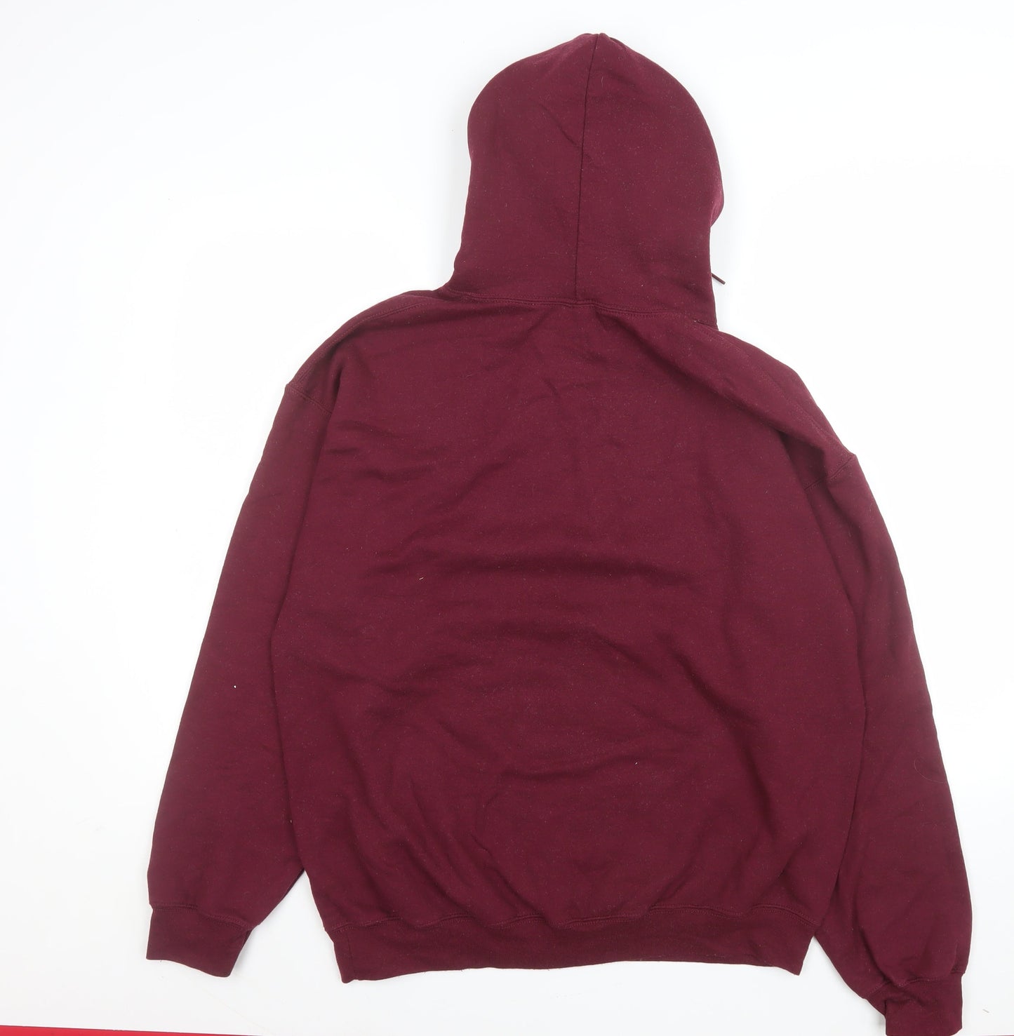 Gildan Men's Red Pullover Hoodie Size L Heavyweight Graphic Sweatshirt