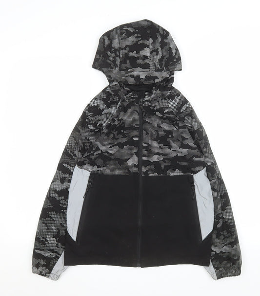 George Boys Black Camouflage Hooded Windbreaker Jacket 10-11 Years