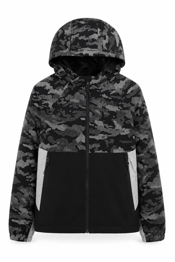 George Boys Black Camouflage Hooded Windbreaker Jacket 10-11 Years