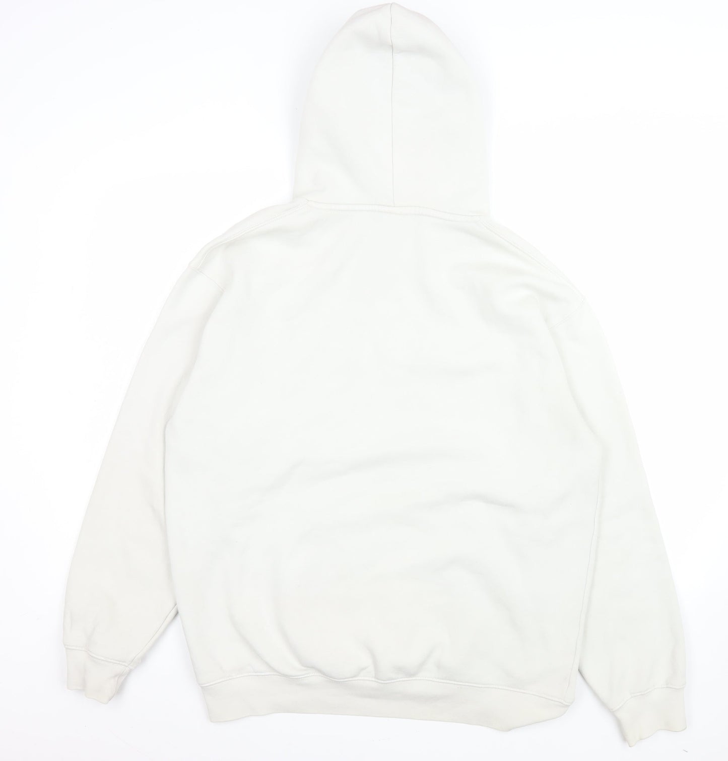 Zara Women White L Pullover Hoodie Cotton Blend Casual