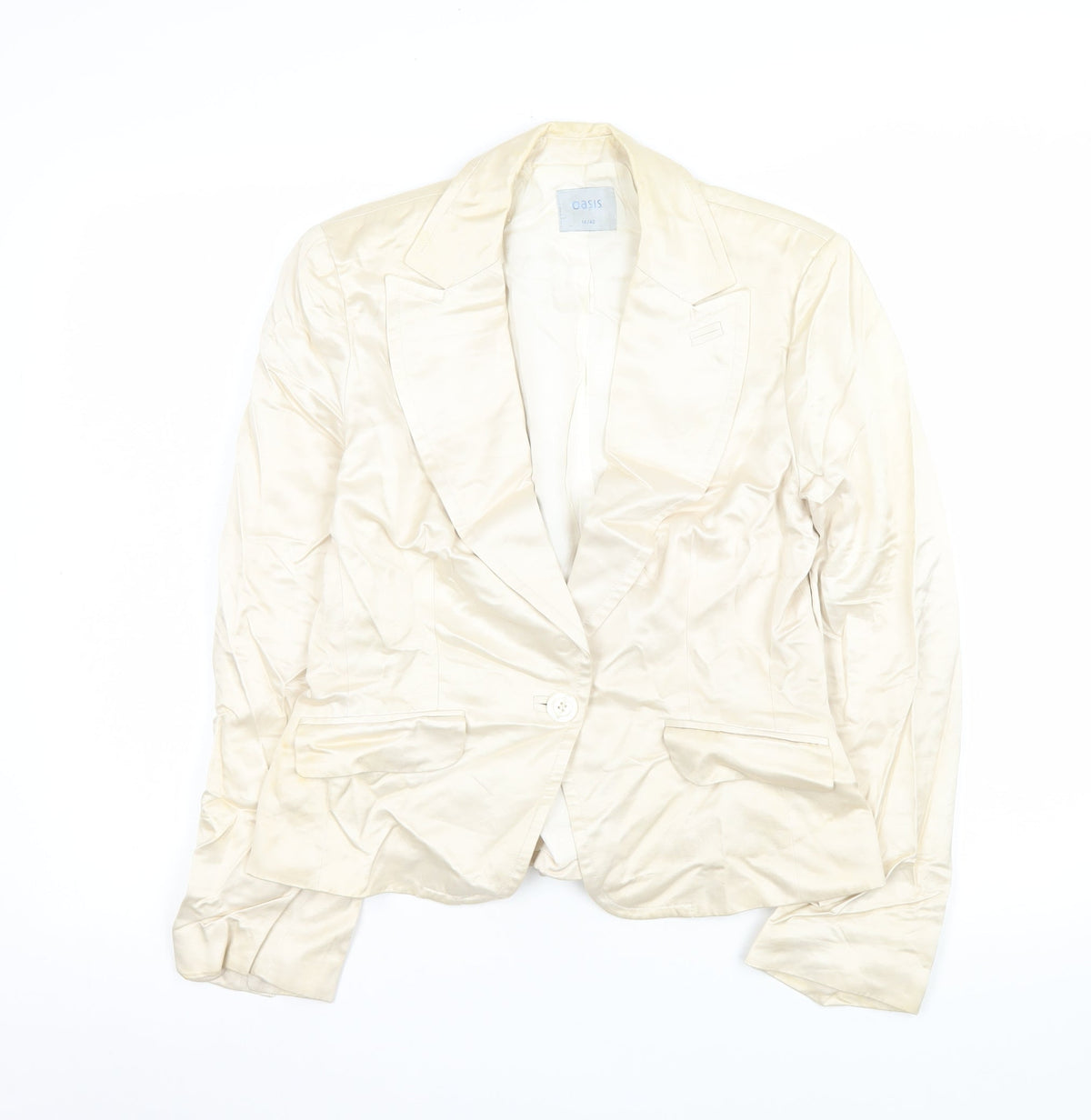 Oasis Women Ivory Tailored Single-Breasted Blazer Size 14
