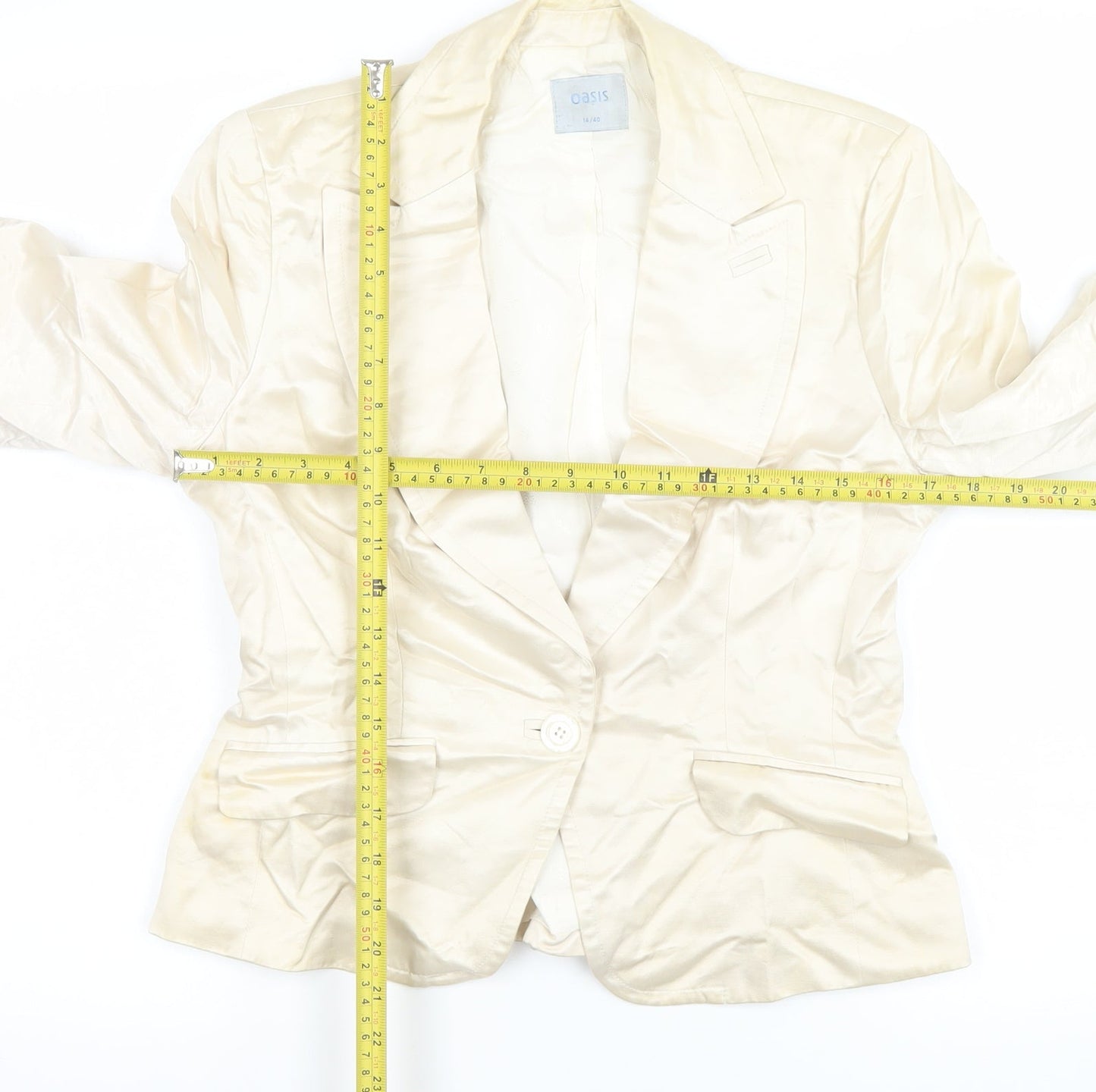 Oasis Women Ivory Tailored Single-Breasted Blazer Size 14