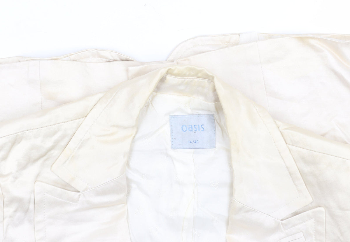 Oasis Women Ivory Tailored Single-Breasted Blazer Size 14