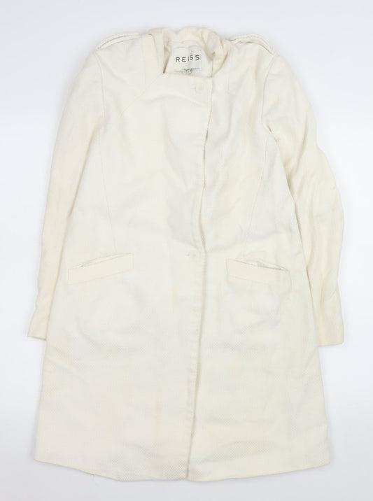 Reiss Women Ivory Cotton Long Overcoat Size S