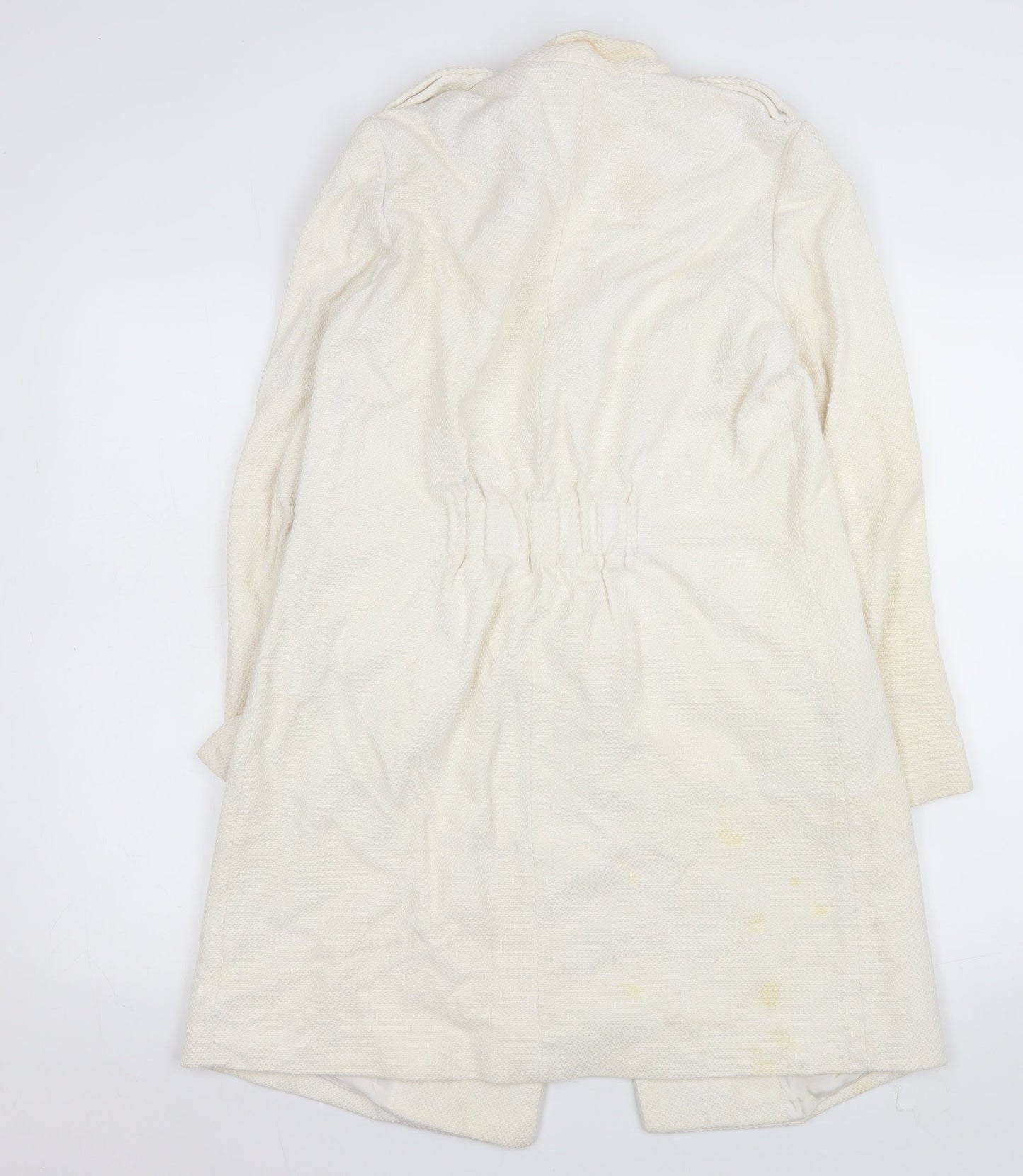 Reiss Women Ivory Cotton Long Overcoat Size S