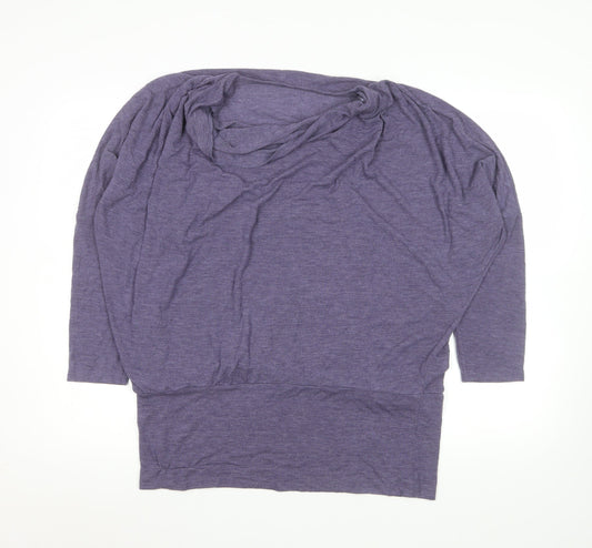 Gallery Women's Purple Cowl Neck Tunic Blouse XL Relaxed Fit 3/4 Sleeve
