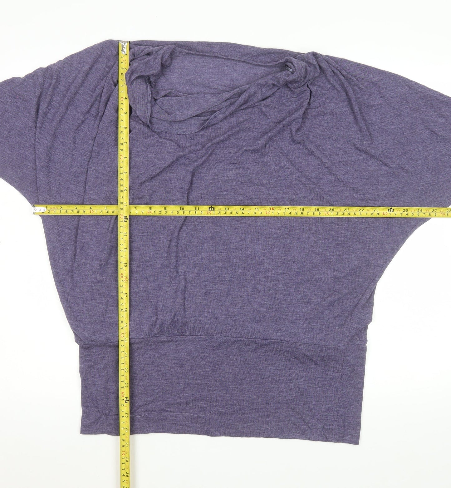 Gallery Women's Purple Cowl Neck Tunic Blouse XL Relaxed Fit 3/4 Sleeve