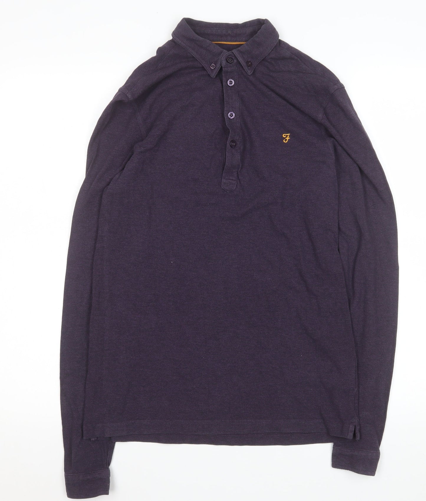 Farah Men’s Purple Long Sleeve Cotton Polo Shirt XS