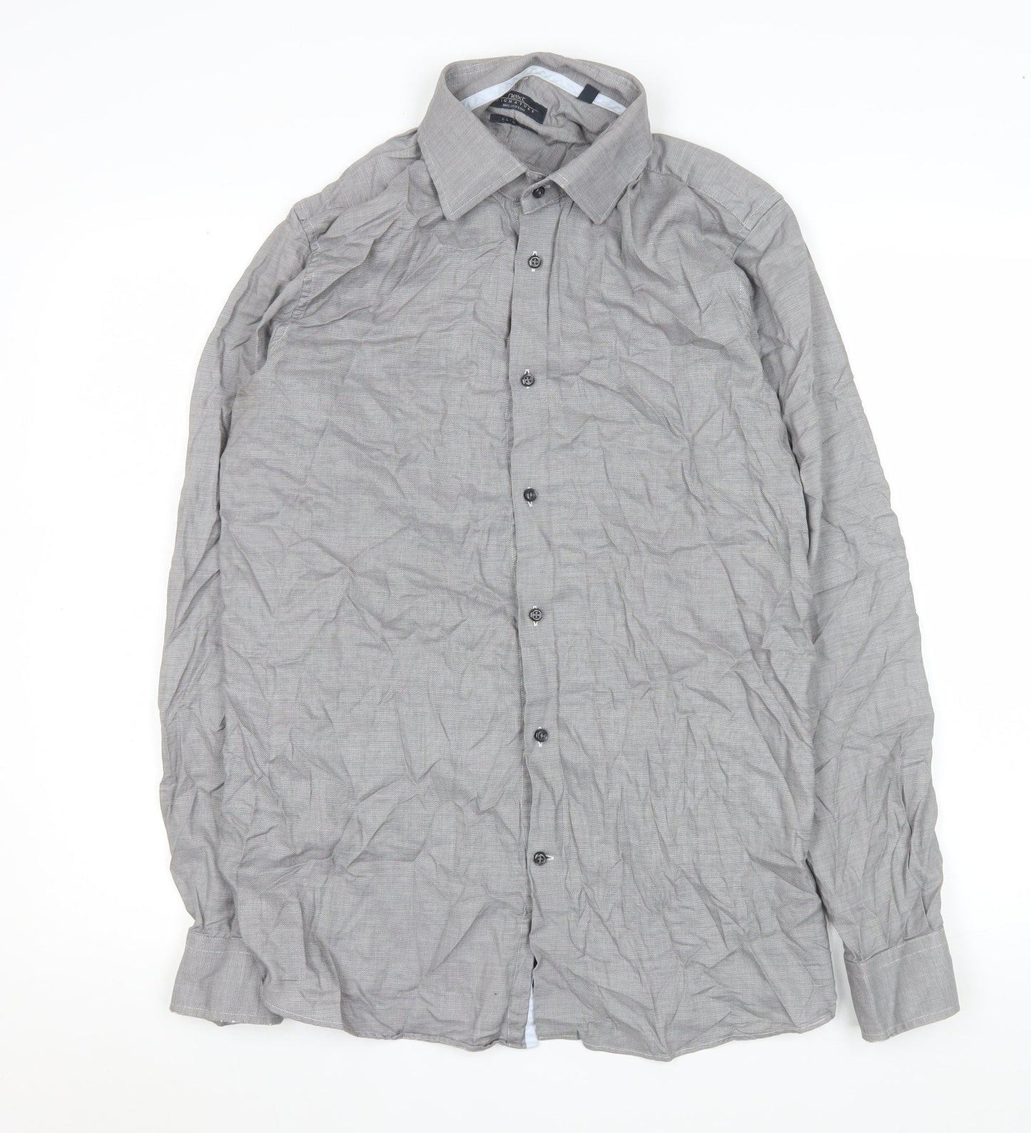 Next Men's Grey 16.5in 42cm 100% Cotton Long Sleeve Formal Shirt
