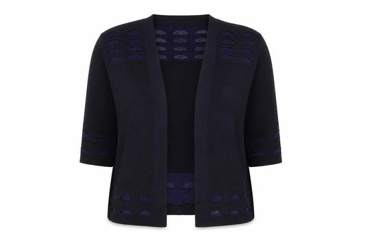 Marks & Spencer Per Una Women's Navy Knit Short Open Jacket Size 14
