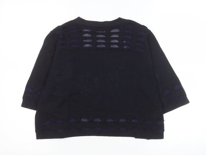 Marks & Spencer Per Una Women's Navy Knit Short Open Jacket Size 14