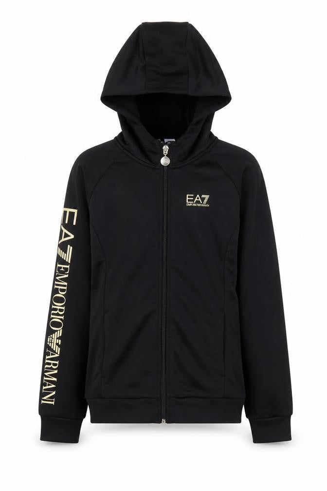 Emporio Armani Boys Black Logo Hooded Track Jacket 10 Years