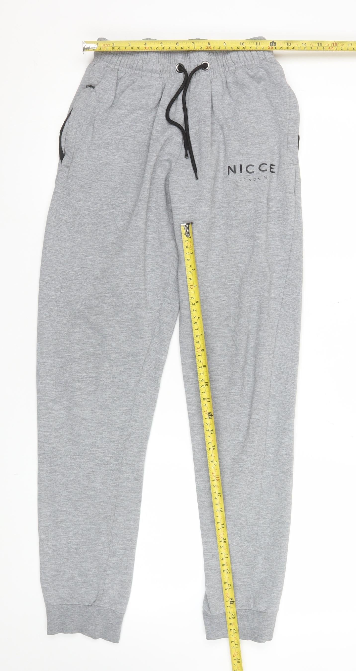 Nicce Men’s Grey Jogger Sweatpants S Regular Fit Fleece Activewear Trousers