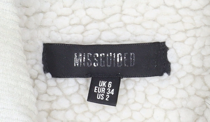 Missguided Women’s Beige Corduroy Sherpa Lined Jacket Size 6