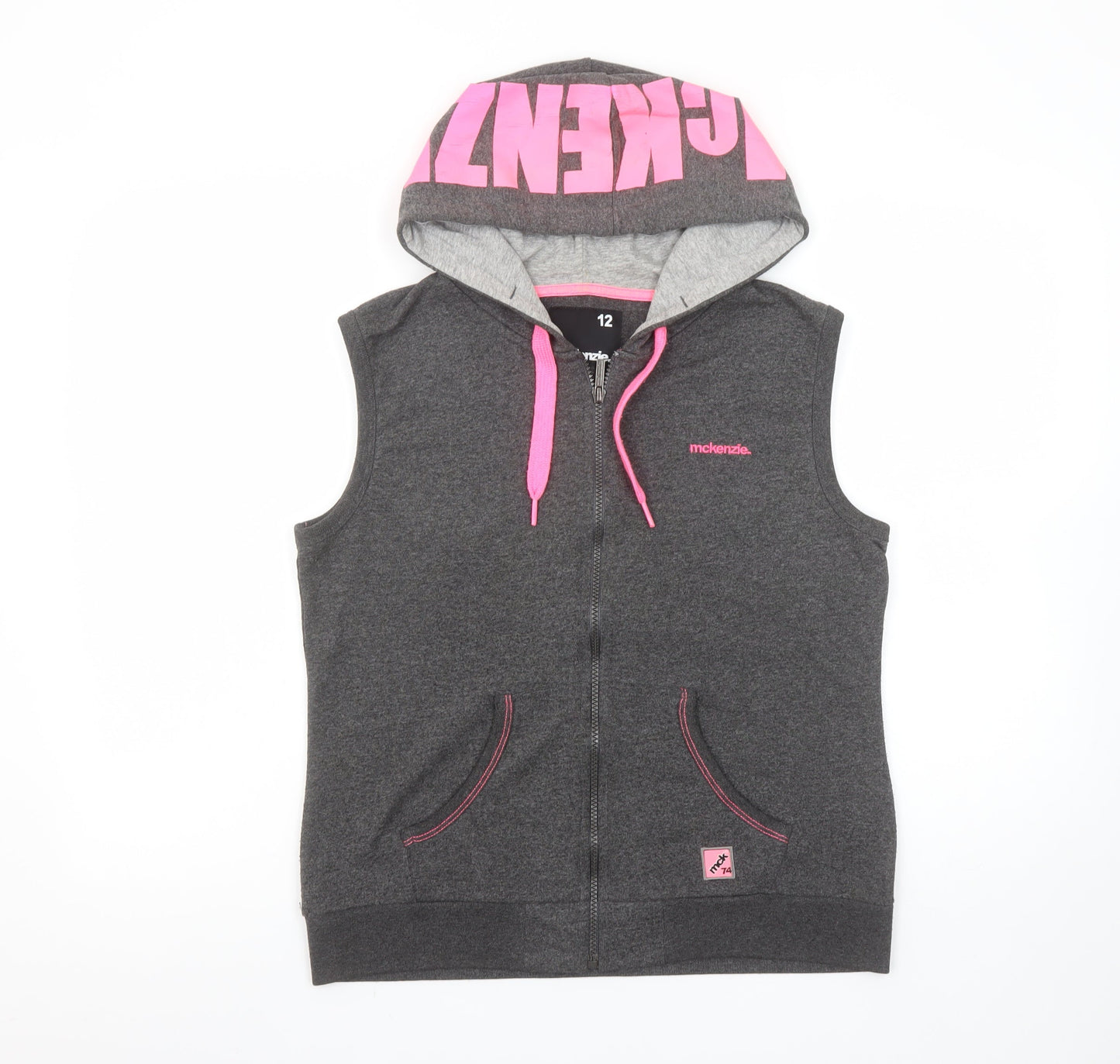 McKenzie Women’s Grey & Pink Full Zip Sleeveless Hoodie Size 12