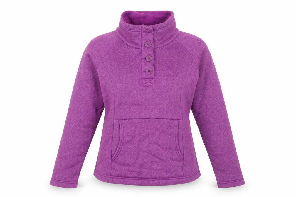 Columbia Women’s Purple Button Henley Fleece Sweatshirt Size S