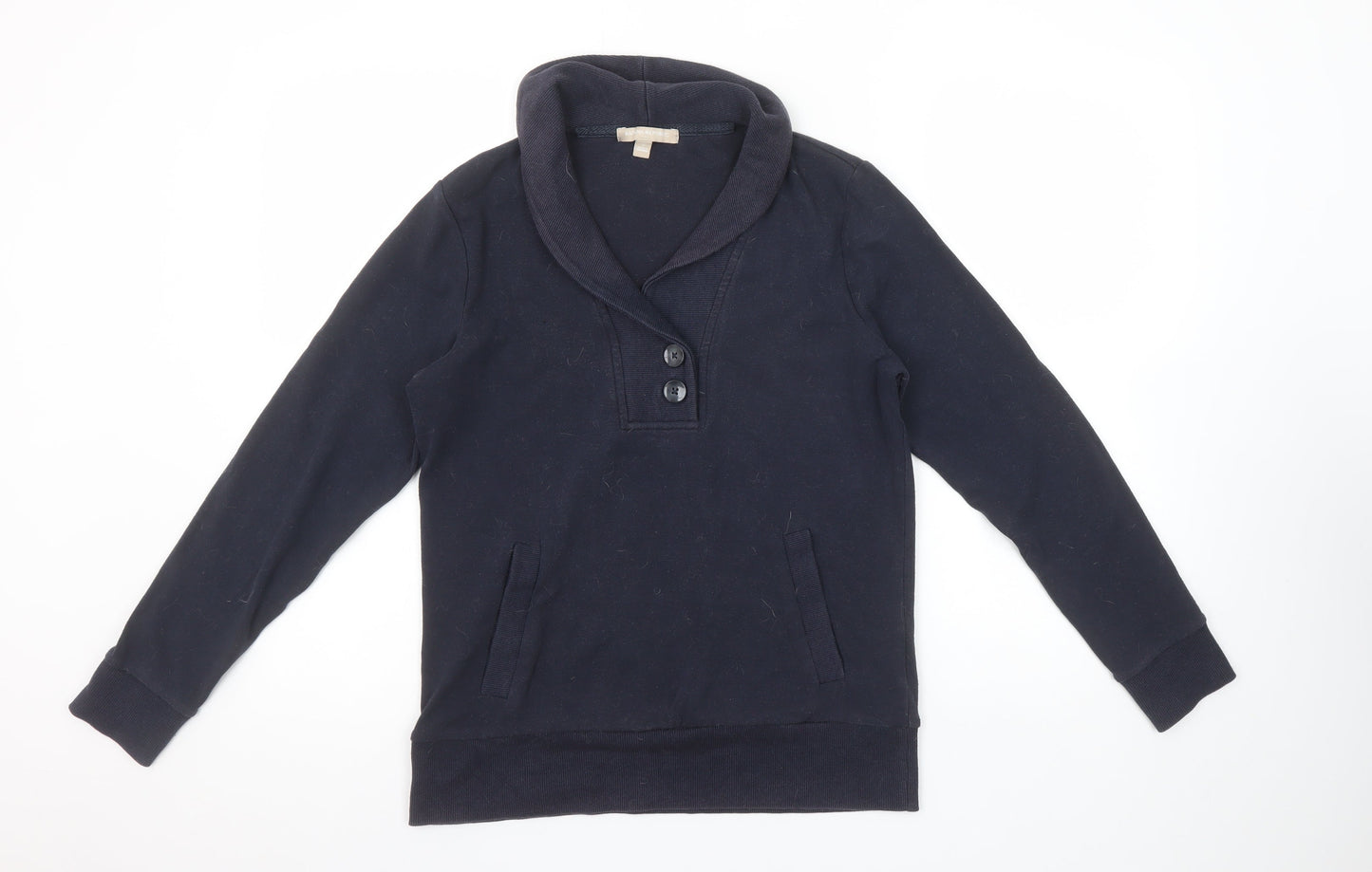 Banana Republic Women's Navy Henley Sweatshirt Size S Cotton Blend