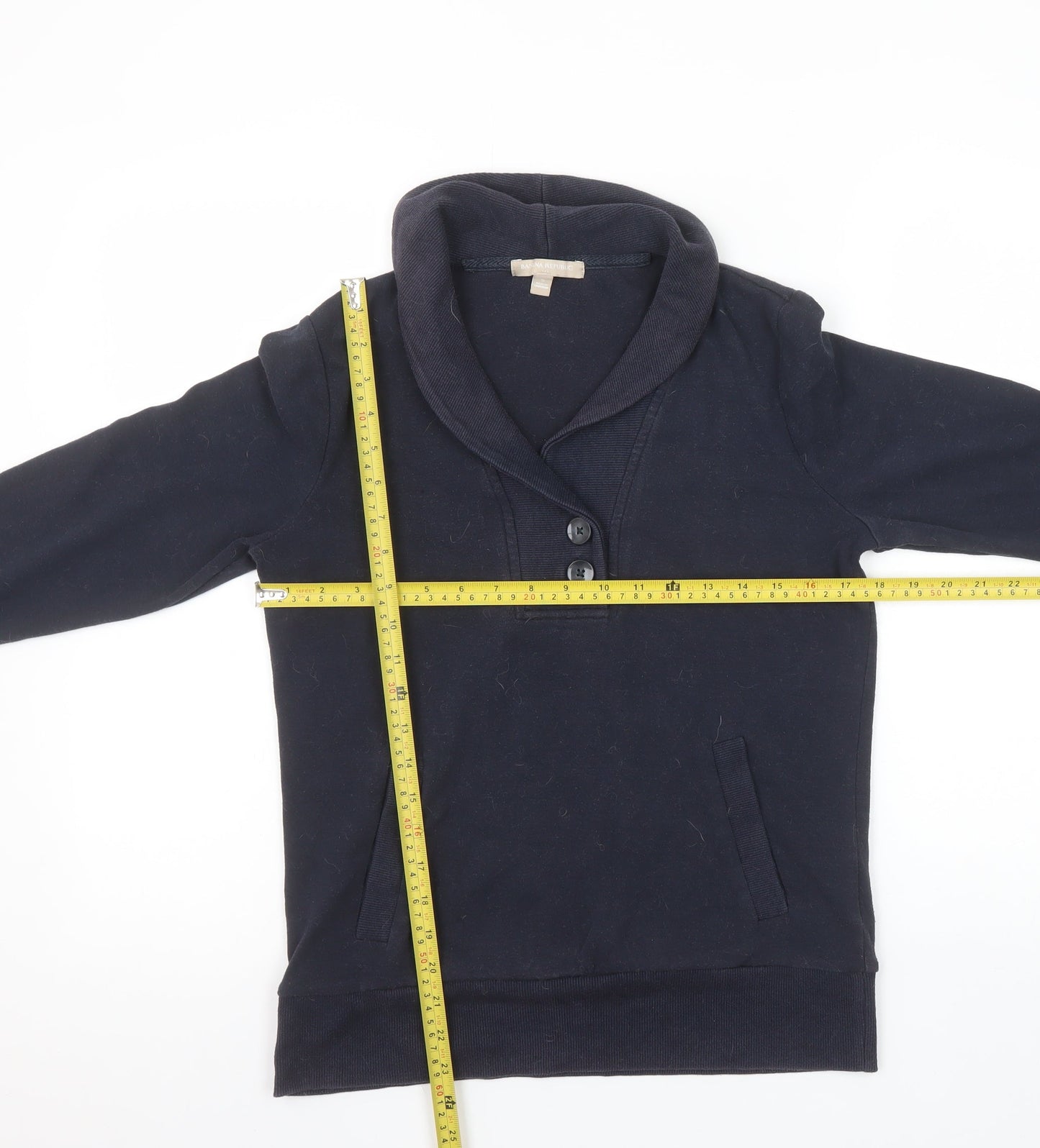 Banana Republic Women's Navy Henley Sweatshirt Size S Cotton Blend