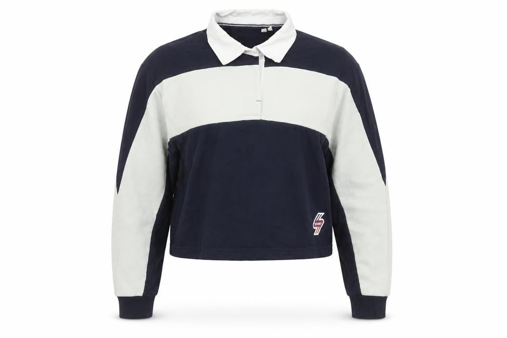 Superdry Womens Navy Colourblock Rugby Style Sweatshirt UK 10