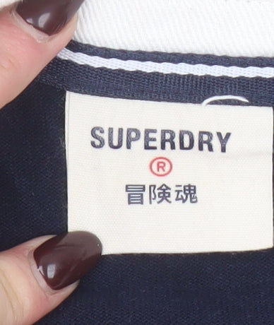 Superdry Womens Navy Colourblock Rugby Style Sweatshirt UK 10