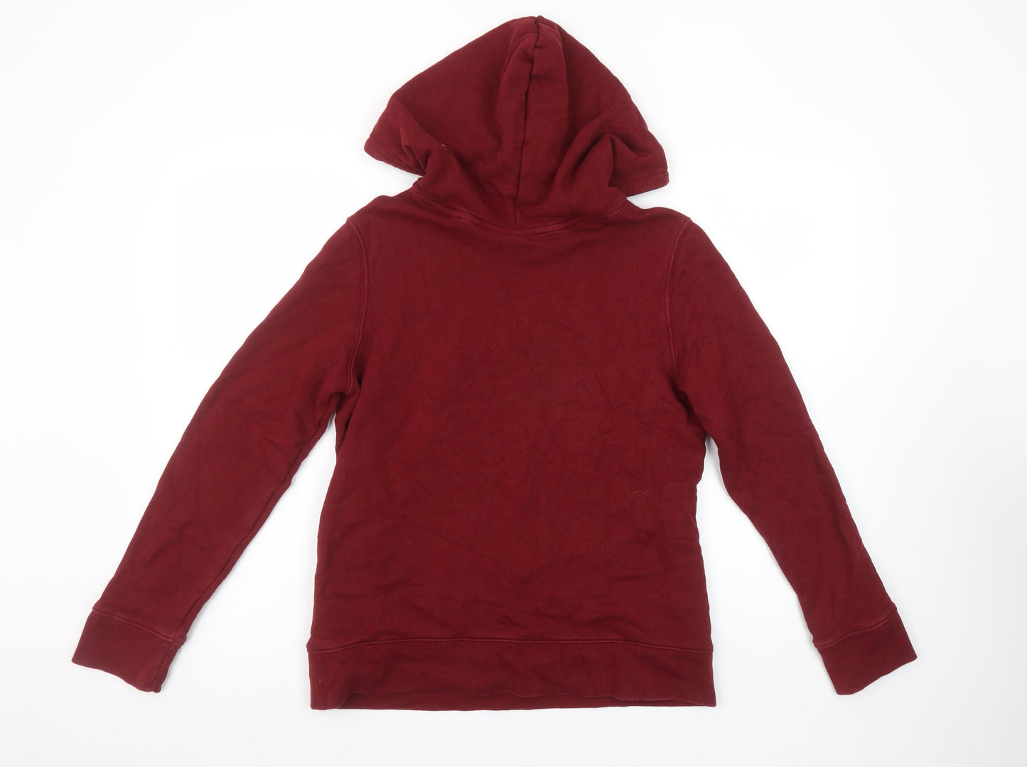 Adidas Women Burgundy Hoodie Size 8 Cotton Pullover Logo Hooded Sweatshirt