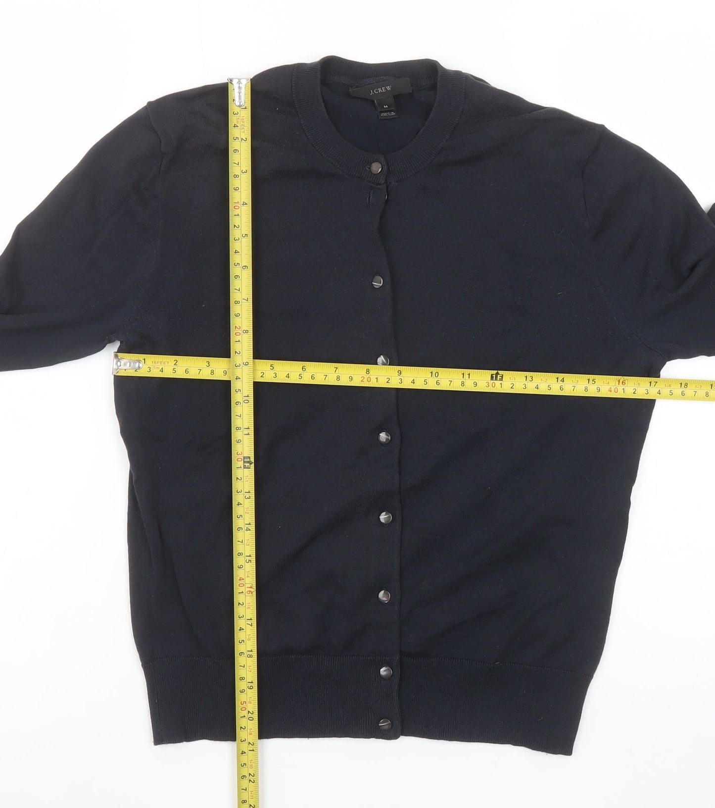 J.Crew Women's Black Cotton Blend Button Cardigan Jumper Size M
