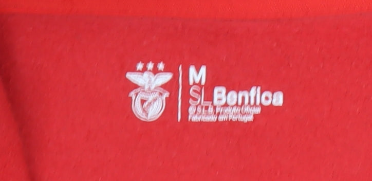 SL Benfica Men's Red Pullover Hoodie M Embroidered Logo Football Sweatshirt