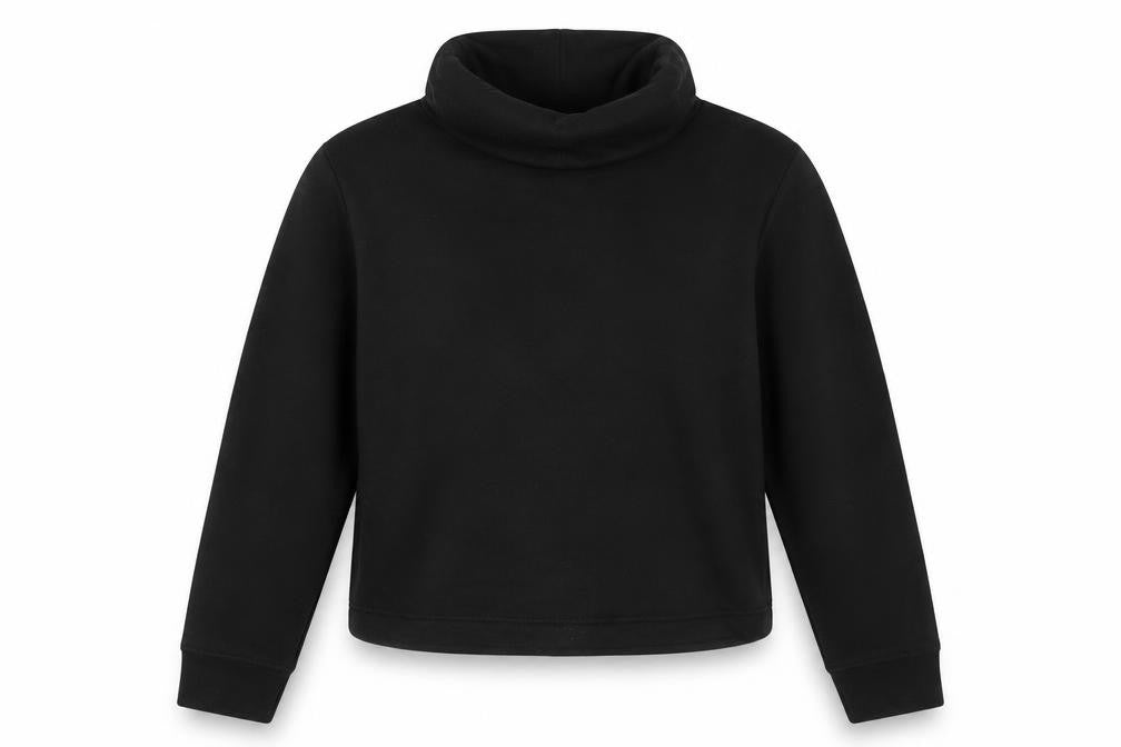 Zara Women Black Small Pullover Sweatshirt with Cowl Neck