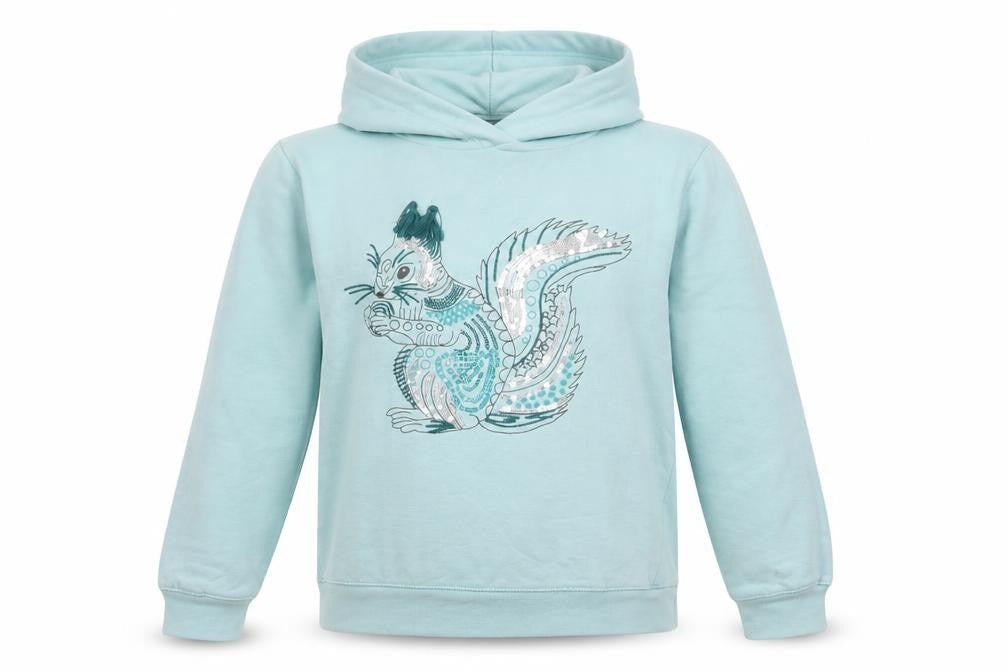 Yigga Girls Blue Sequin Squirrel Pullover Hoodie Size 13-14 Years
