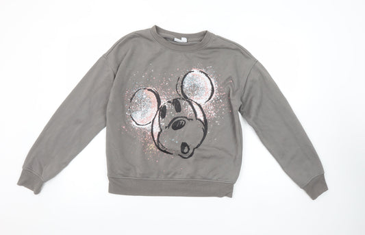 Disney Women's Grey Mickey Mouse Pullover Sweatshirt Size 2XS