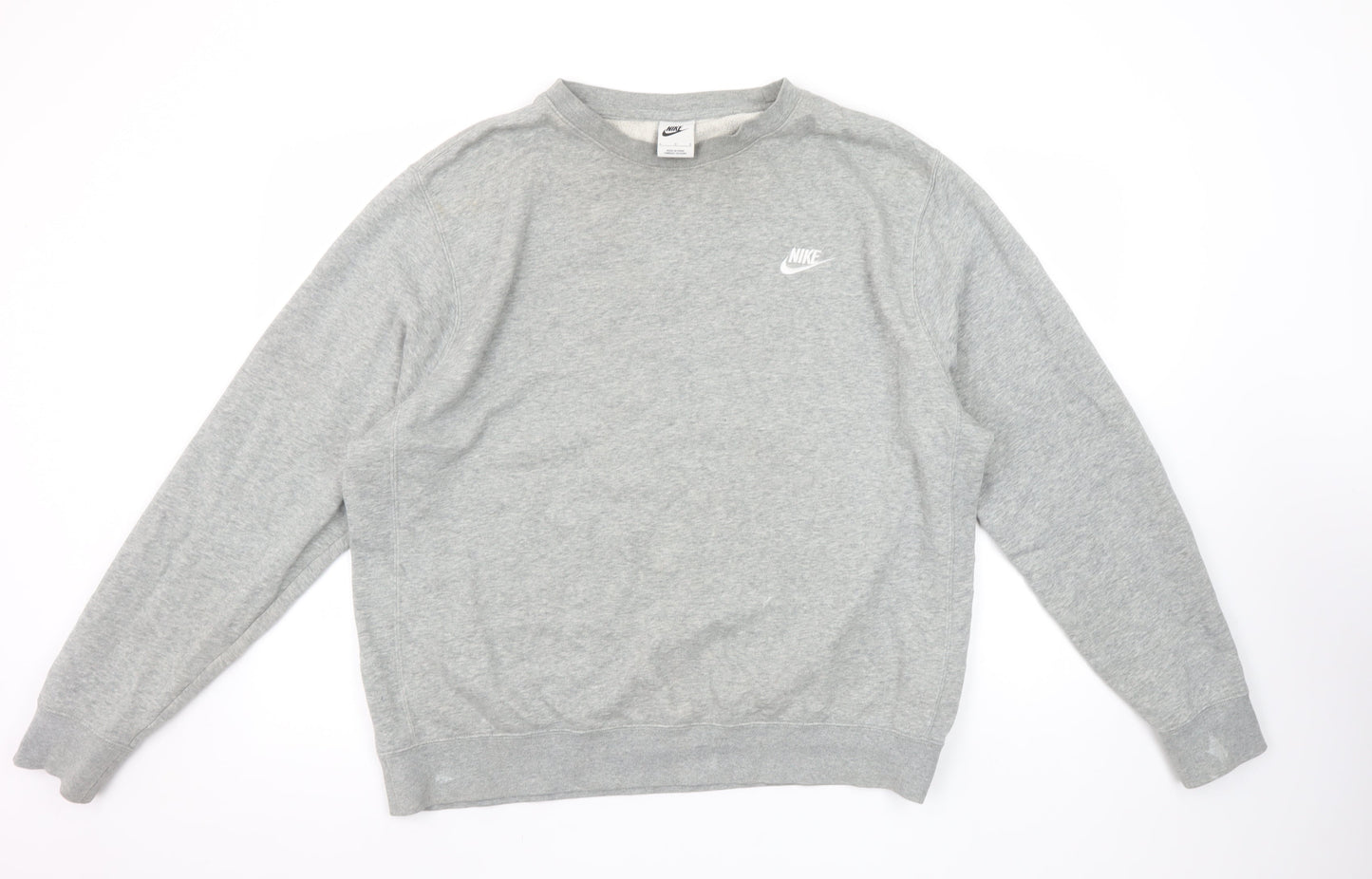 Nike Men's Grey Pullover Sweatshirt L Crew Neck Classic Fit