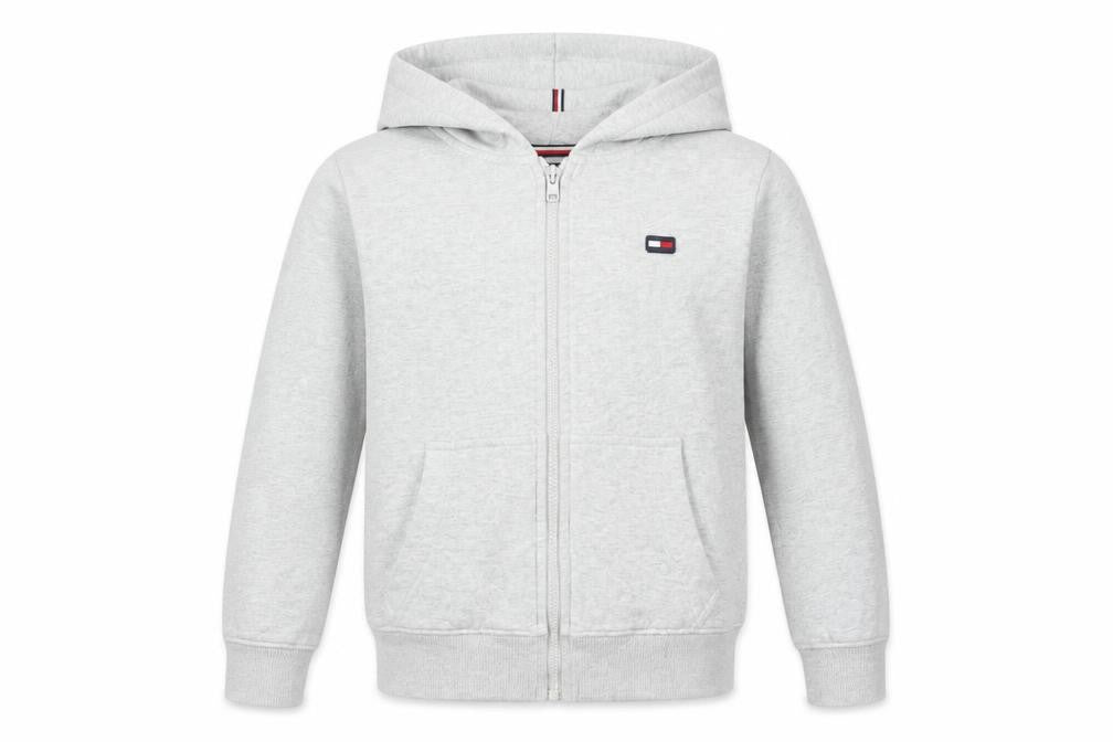 Tommy Hilfiger Boys Grey Full Zip Hoodie Size 140 Cotton Blend Casual