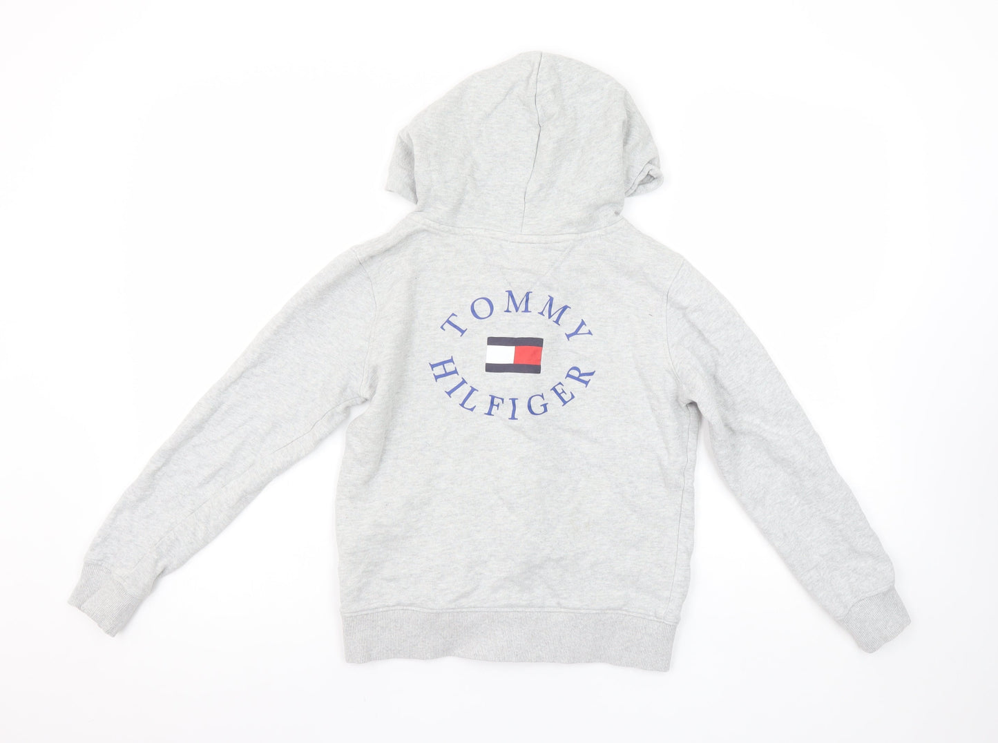 Tommy Hilfiger Boys Grey Full Zip Hoodie Size 140 Cotton Blend Casual