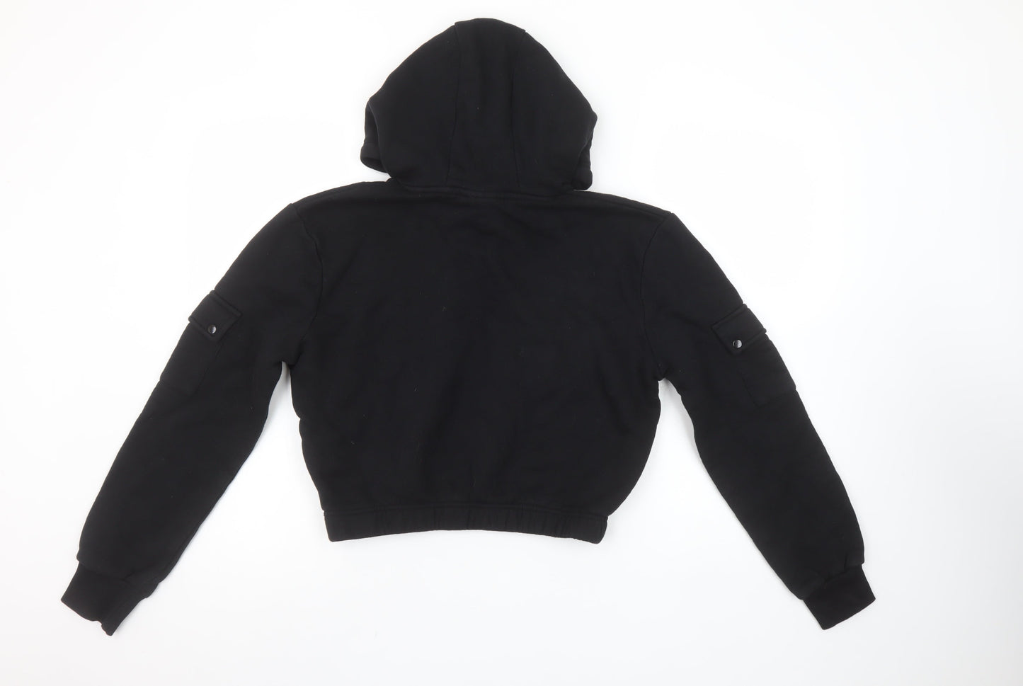 Ellesse Womens Black UK 10 Cropped Pullover Hoodie with Pockets