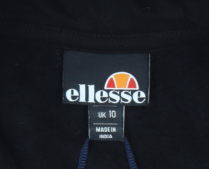 Ellesse Womens Black UK 10 Cropped Pullover Hoodie with Pockets