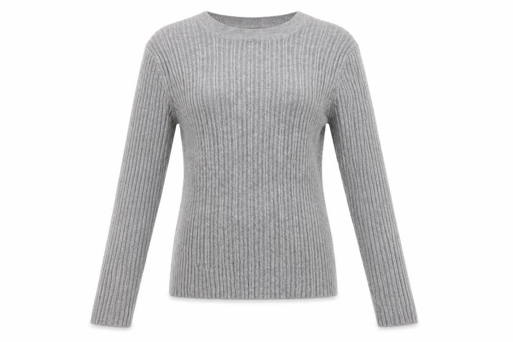 Forever 21 Girls Grey Ribbed Knit Long Sleeve Slim Fit Pullover Top S