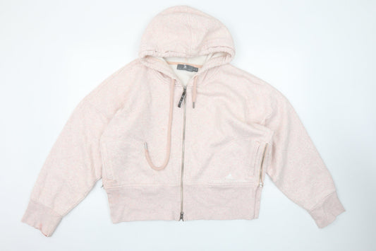 Adidas Stella McCartney Women Pink Full Zip Hoodie Size L Organic Cotton Blend