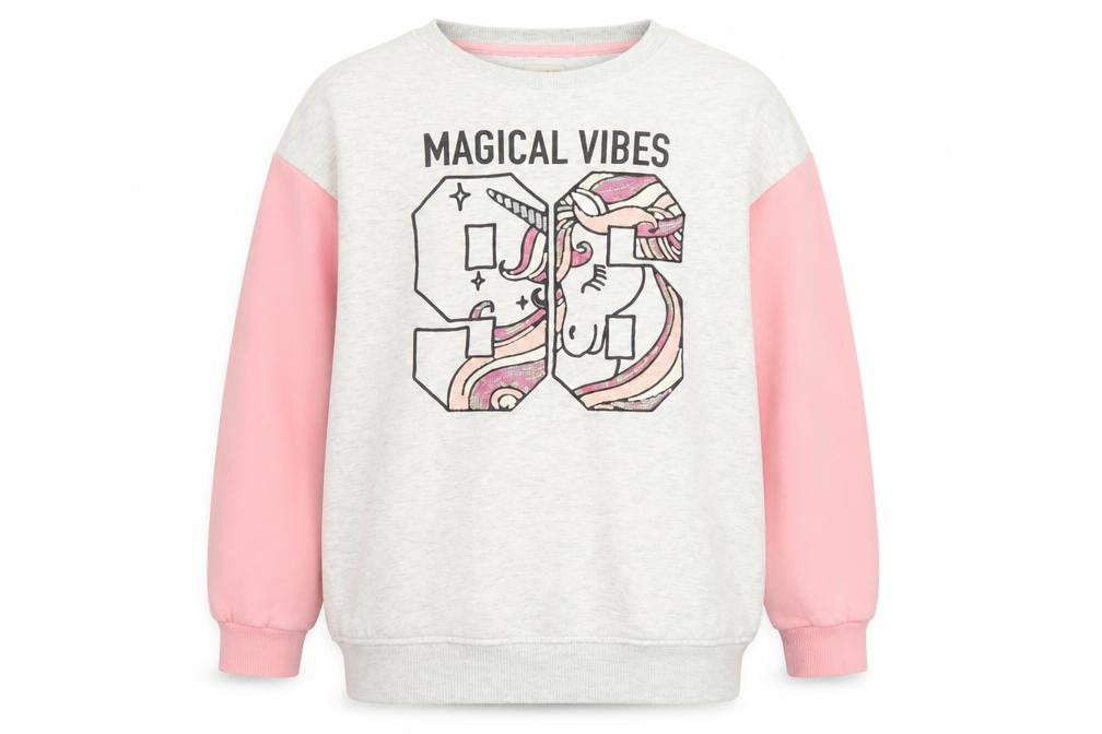 F&F Girls Beige & Pink Unicorn Magical Vibes Pullover Sweatshirt 9-10 Years