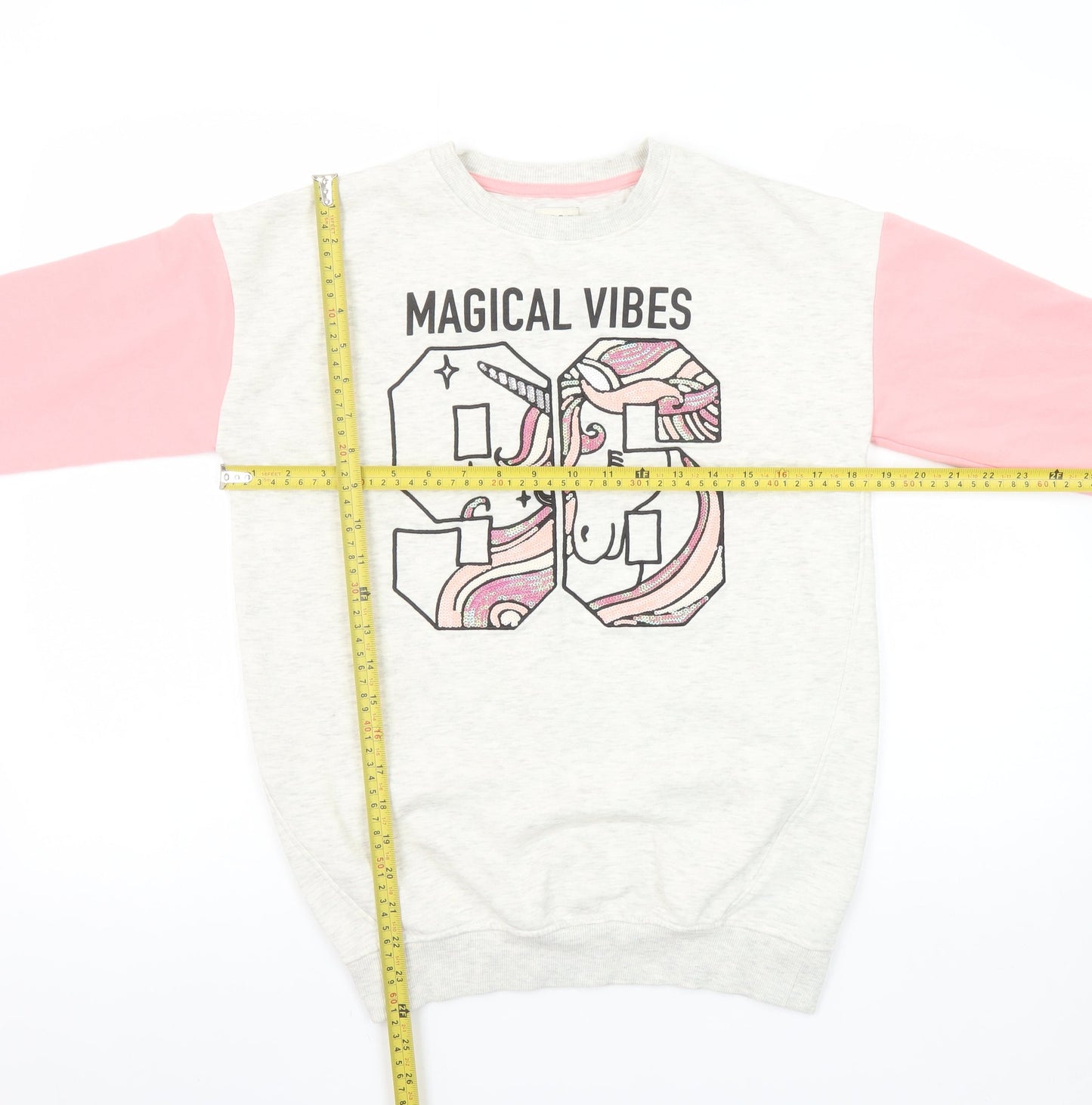 F&F Girls Beige & Pink Unicorn Magical Vibes Pullover Sweatshirt 9-10 Years