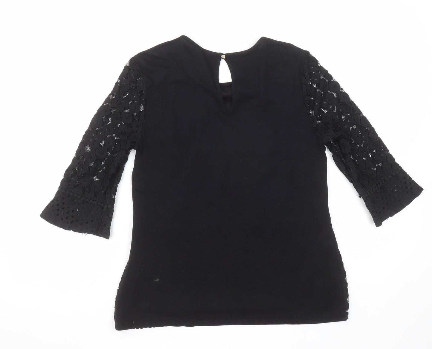 Oasis Womens Black Lace 3/4 Sleeve Tunic Blouse Size S
