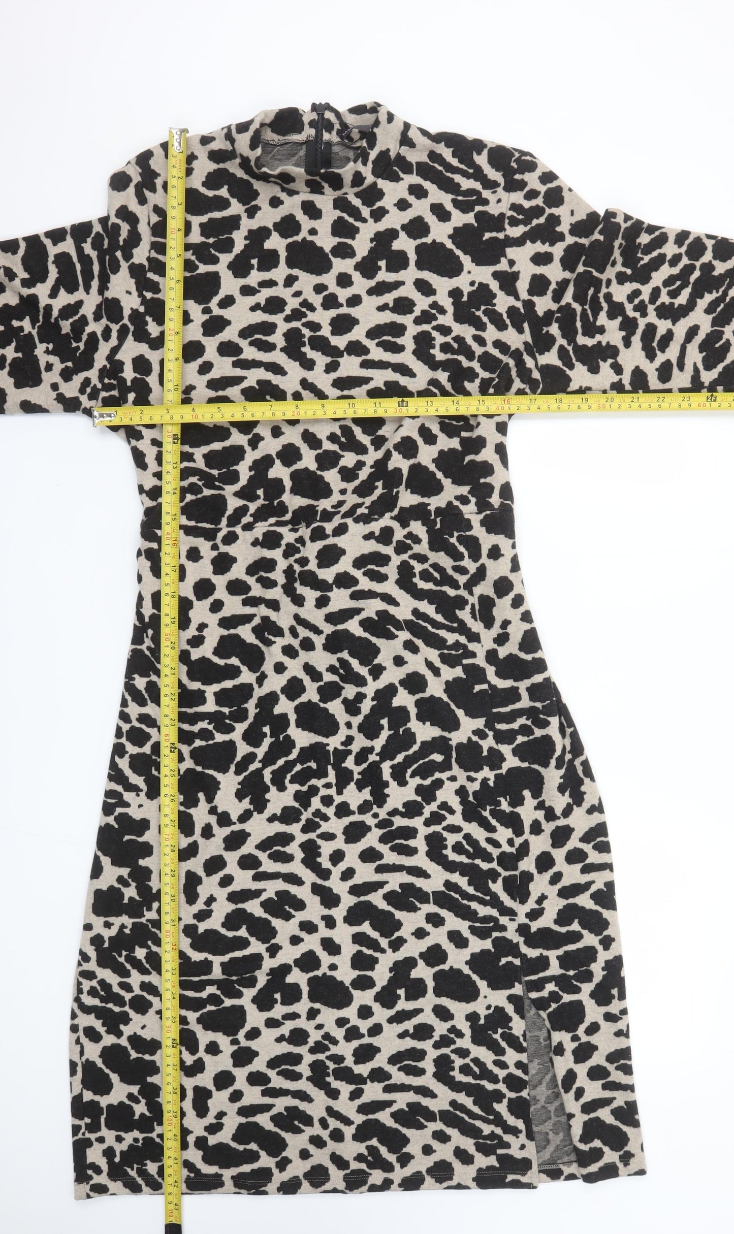 Marks and Spencer Women Beige Animal Print Bodycon Dress Size 16