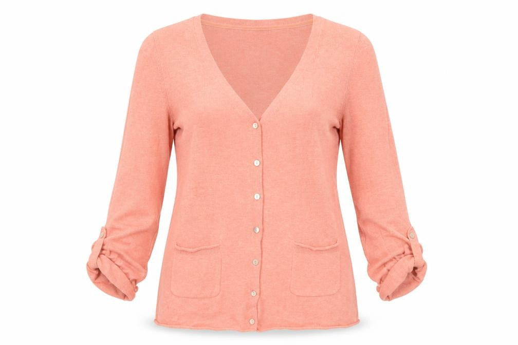 Laura Ashley Womens Pink Cardigan UK 12 V-Neck Long Sleeve Knit