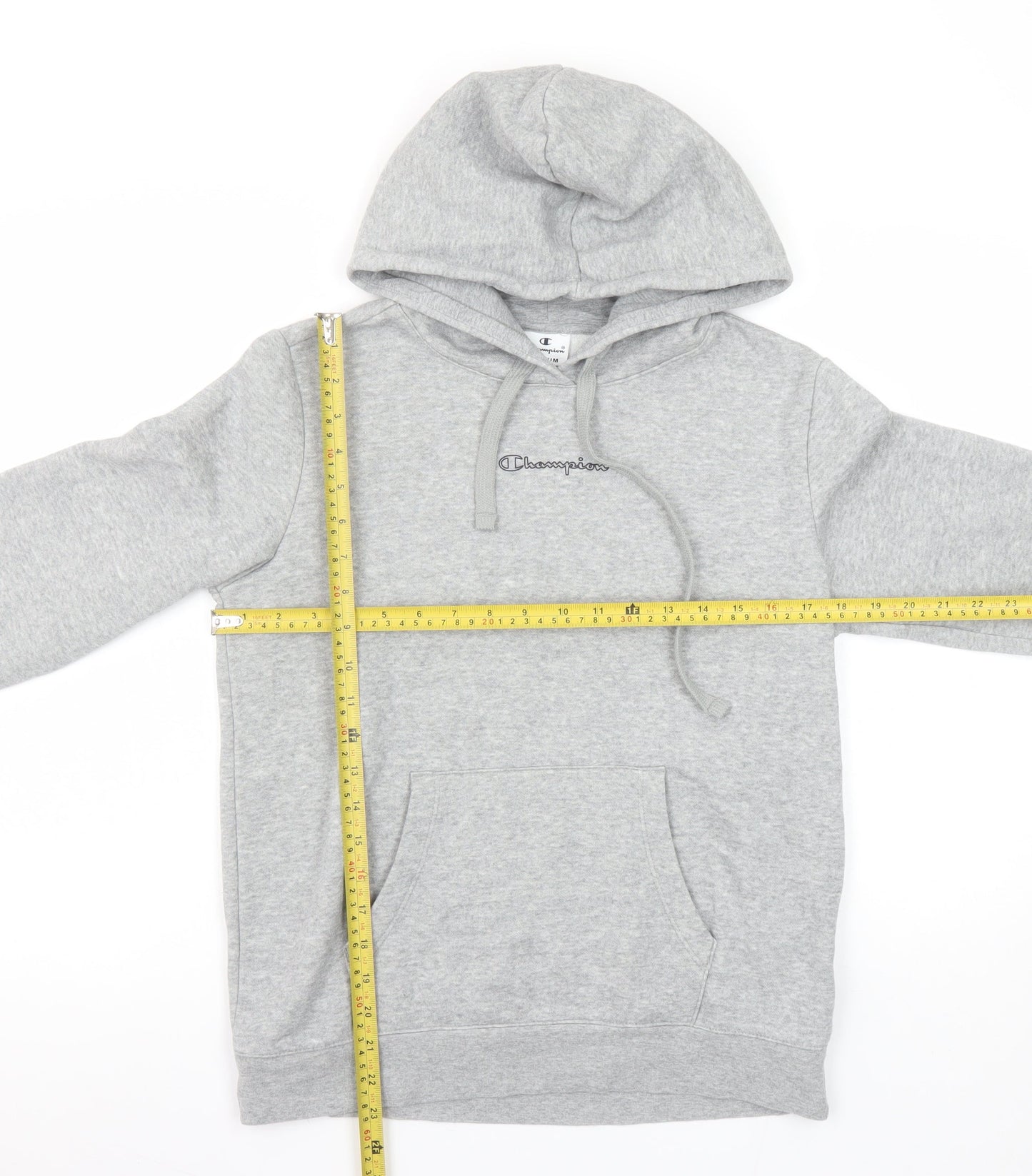 Champion Womens Grey Pullover Hoodie Size M Hooded Logo Sweatshirt