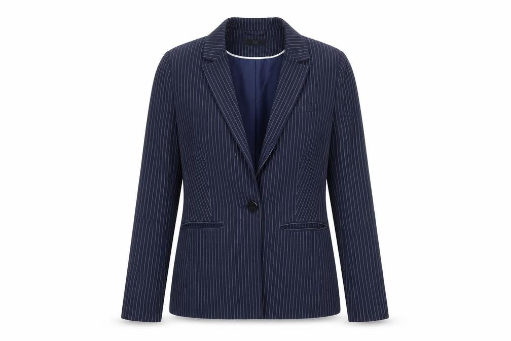 F&F Women’s Navy Pinstripe Single-Breasted Blazer UK 10 Classic Fit