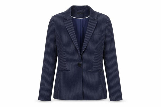 F&F Women’s Navy Pinstripe Single-Breasted Blazer UK 10 Classic Fit