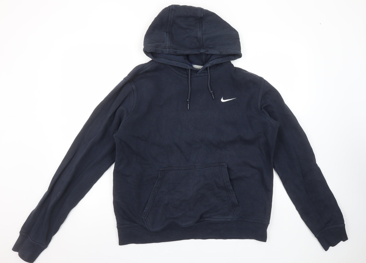 Nike Men’s Blue Pullover Hoodie L Logo Cotton Blend Sweatshirt