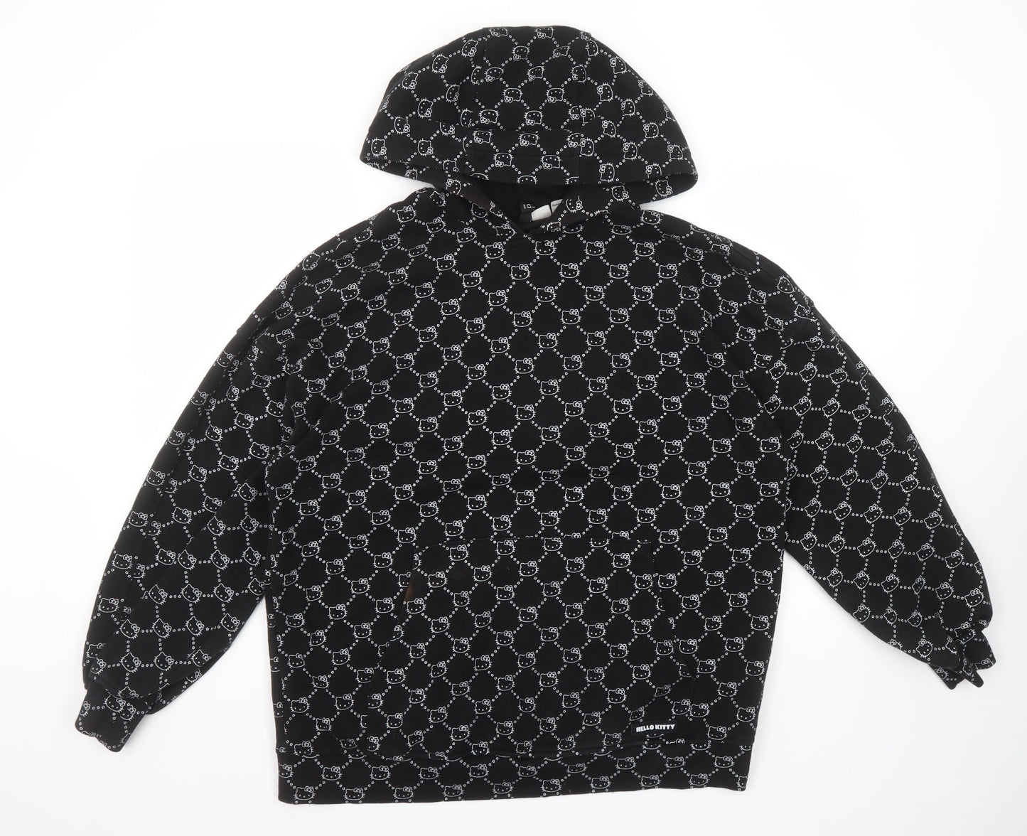 H&M Divided Hello Kitty Black Hoodie Womens S Pullover Cotton Blend