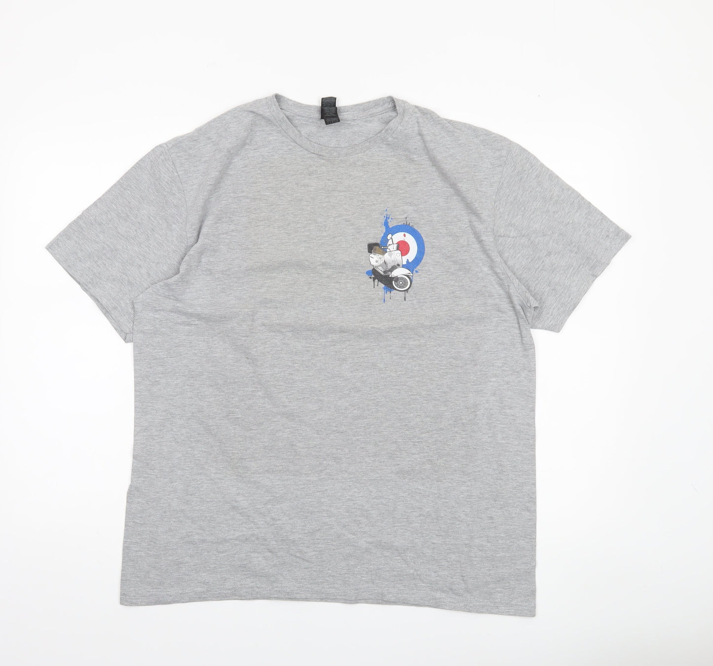Gildan Men's Grey Graphic Motorcycle Retro Crew Neck T-Shirt Size L